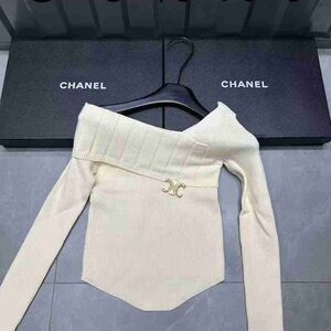 Celine Off-Shoulder Cream Sweater